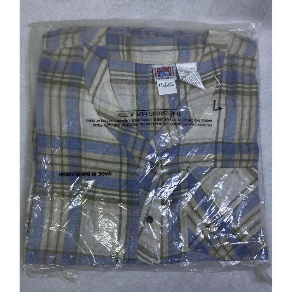 Vintage Deadstock BACKROAD BLUES Large Flannel Button Up Shirt 90s Grunge VTG